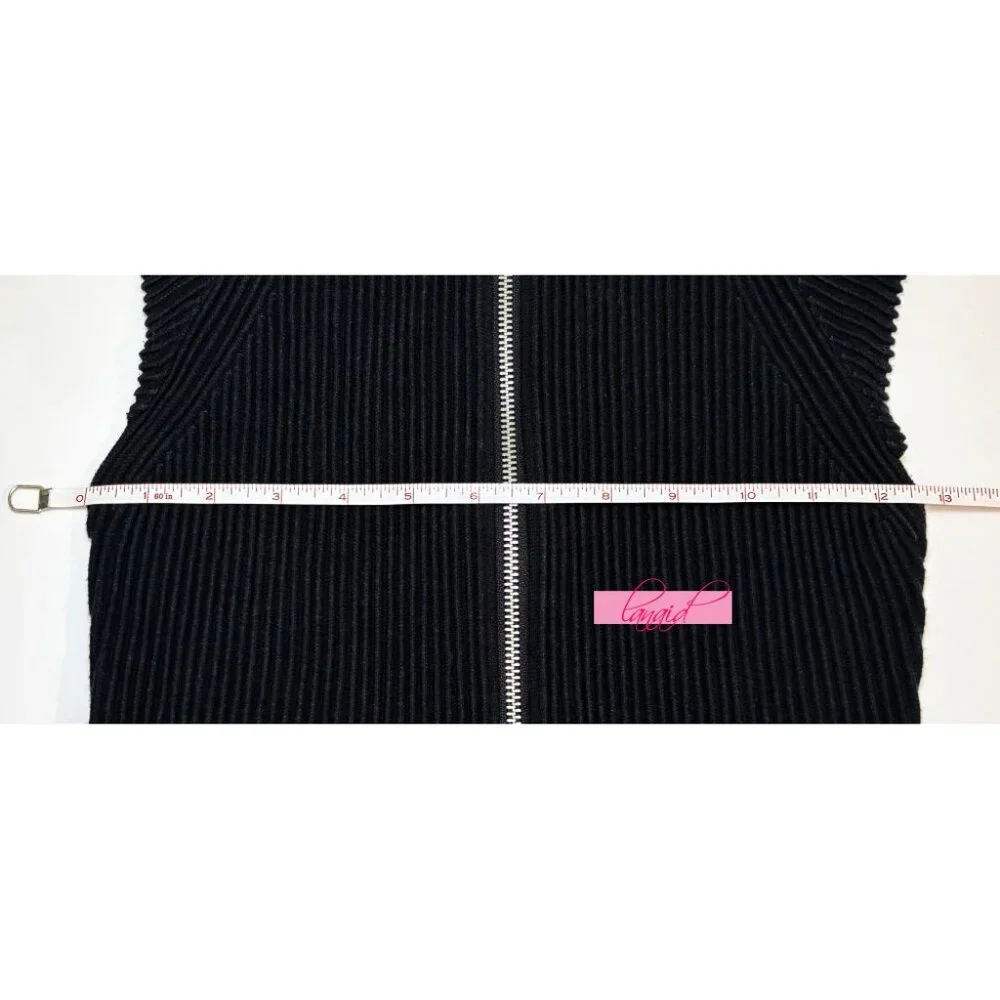 Alo Denim Knit Sleeveless Full Zip Top Black Anthracite Zipper Sweater Knit Tank